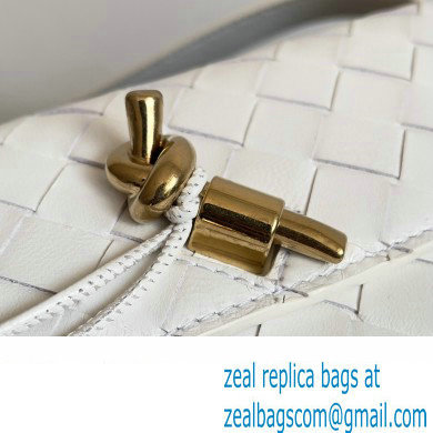 Bottega Veneta Mini Andiamo Cross-Body Intrecciato leather bag White with metallic knot closure 2024
