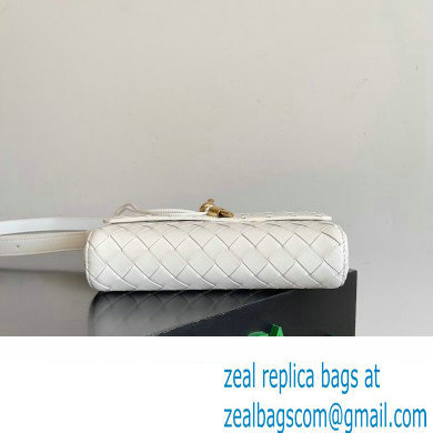 Bottega Veneta Mini Andiamo Cross-Body Intrecciato leather bag White with metallic knot closure 2024