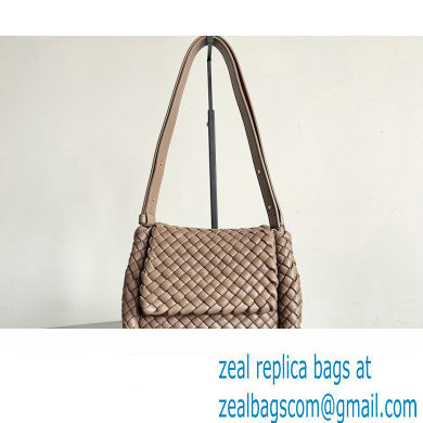 Bottega Veneta Mini Cobble Shoulder Bag in padded Intreccio leather TAUPE GREY 2024 - Click Image to Close