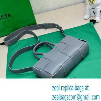 Bottega Veneta Mini East-West Arco Tote Intreccio leather bag with detachable strap AGATE GREY 2024