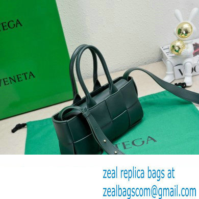 Bottega Veneta Mini East-West Arco Tote Intreccio leather bag with detachable strap EMERALD GREEN 2024 - Click Image to Close