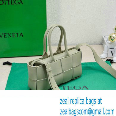 Bottega Veneta Mini East-West Arco Tote Intreccio leather bag with detachable strap TRAVERTINE 2024