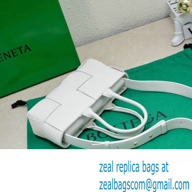 Bottega Veneta Mini East-West Arco Tote Intreccio leather bag with detachable strap White 2024