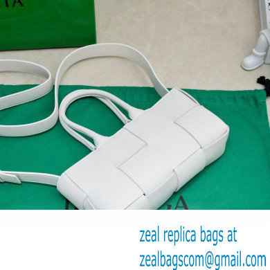 Bottega Veneta Mini East-West Arco Tote Intreccio leather bag with detachable strap White 2024 - Click Image to Close