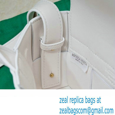 Bottega Veneta Mini East-West Arco Tote Intreccio leather bag with detachable strap White 2024