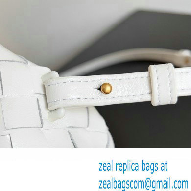 Bottega Veneta Mini Hop Intrecciato leather cross-body Bag with detachable strap WHITE 2024 - Click Image to Close