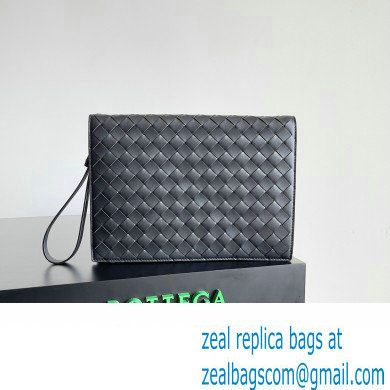 Bottega Veneta Small intrecciato leather document case With Wristlet Black 2023 - Click Image to Close