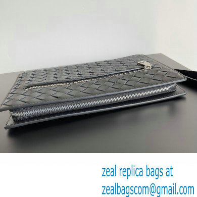 Bottega Veneta Small intrecciato leather document case With Wristlet Black 2023 - Click Image to Close