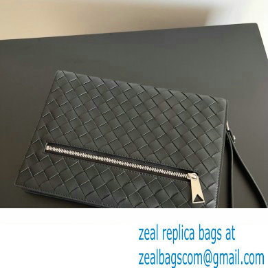 Bottega Veneta Small intrecciato leather document case With Wristlet Black 2023 - Click Image to Close