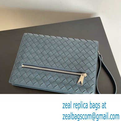 Bottega Veneta Small intrecciato leather document case With Wristlet Deep Blue 2023 - Click Image to Close