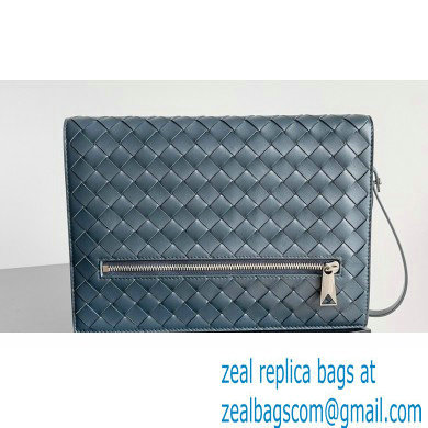 Bottega Veneta Small intrecciato leather document case With Wristlet Deep Blue 2023 - Click Image to Close