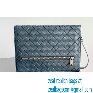 Bottega Veneta Small intrecciato leather document case With Wristlet Deep Blue 2023