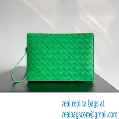 Bottega Veneta Small intrecciato leather document case With Wristlet Green 2023 - Click Image to Close