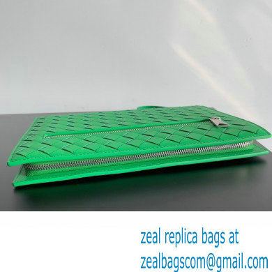 Bottega Veneta Small intrecciato leather document case With Wristlet Green 2023 - Click Image to Close