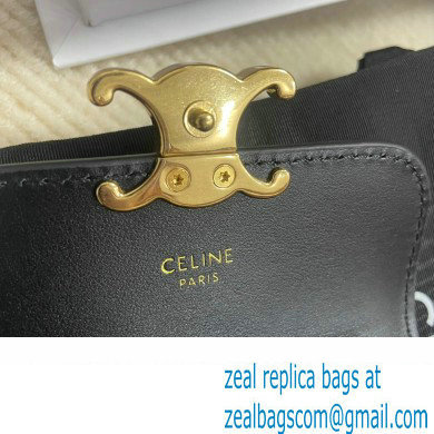 CELINE CARD HOLDER WITH FLAP TRIOMPHE in Shiny calfskin Black 10I583 2023 - Click Image to Close