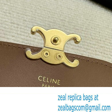 CELINE CARD HOLDER WITH FLAP TRIOMPHE in Shiny calfskin Bronze 10I583 2023 - Click Image to Close