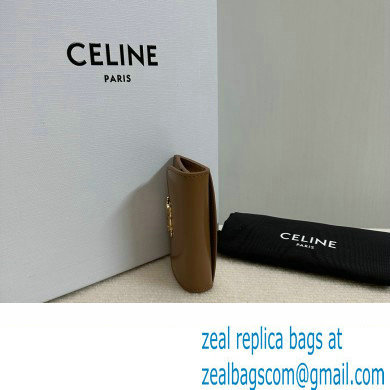 CELINE CARD HOLDER WITH FLAP TRIOMPHE in Shiny calfskin Bronze 10I583 2023