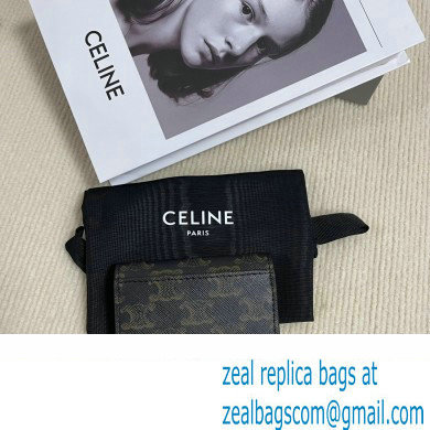 CELINE CARD HOLDER WITH FLAP TRIOMPHE in Triomphe Canvas Tan 10I582 2023 - Click Image to Close