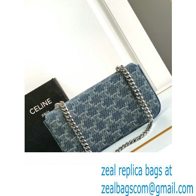 CELINE CHAIN SHOULDER BAG CLAUDE in DENIM WITH TRIOMPHE ALL-OVER Denim / Silver 2024