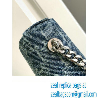 CELINE CHAIN SHOULDER BAG CLAUDE in DENIM WITH TRIOMPHE ALL-OVER Denim / Silver 2024 - Click Image to Close