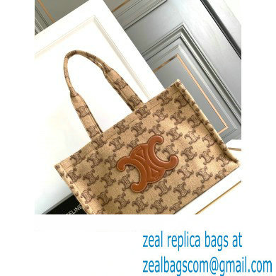 CELINE Large Cabas Thais in textile with triomphe Camel 2023 - Click Image to Close