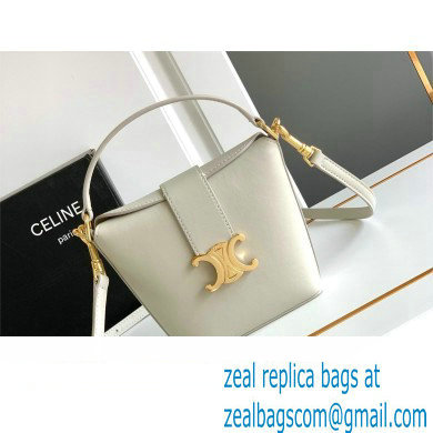 CELINE MINI BUCKET TRIOMPHE in SMOOTH CALFSKIN WHITE 2024 - Click Image to Close