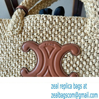 CELINE SUPPLE SMALL TRIOMPHE CLASSIC PANIER in Raffia and calfskin Tan 2024 - Click Image to Close