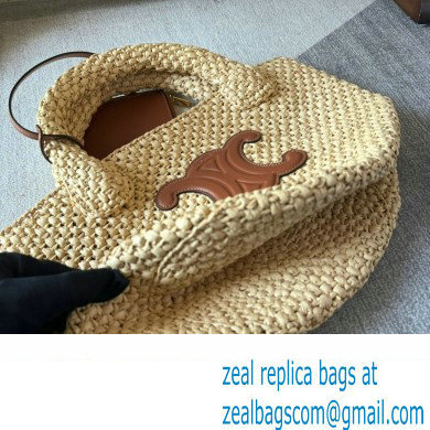 CELINE SUPPLE SMALL TRIOMPHE CLASSIC PANIER in Raffia and calfskin Tan 2024 - Click Image to Close