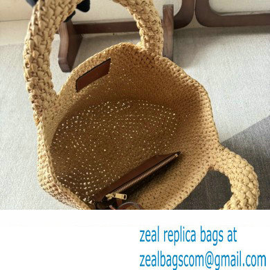 CELINE SUPPLE SMALL TRIOMPHE CLASSIC PANIER in Raffia and calfskin Tan 2024