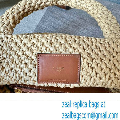 CELINE SUPPLE SMALL TRIOMPHE CLASSIC PANIER in Raffia and calfskin Tan 2024 - Click Image to Close