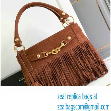 Celine MEDIUM ANNABEL BAG WITH FRINGES in SUEDE CALFSKIN Brown