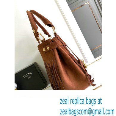 Celine MEDIUM ANNABEL BAG WITH FRINGES in SUEDE CALFSKIN Brown