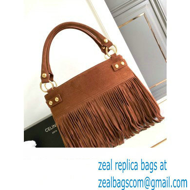 Celine MEDIUM ANNABEL BAG WITH FRINGES in SUEDE CALFSKIN Brown - Click Image to Close