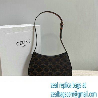 Celine MEDIUM TILLY BAG in Triomphe canvas and calfskin Brown 2024 - Click Image to Close