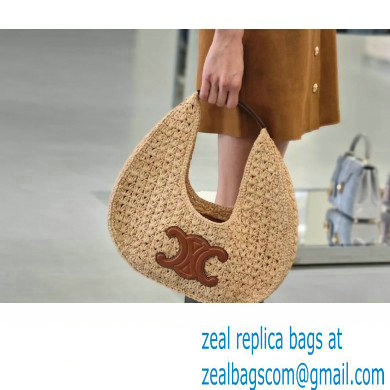 Cheap Sale Celine classic panier HOBO BAG in Raffia and Calfskin Beige 2024 - Click Image to Close