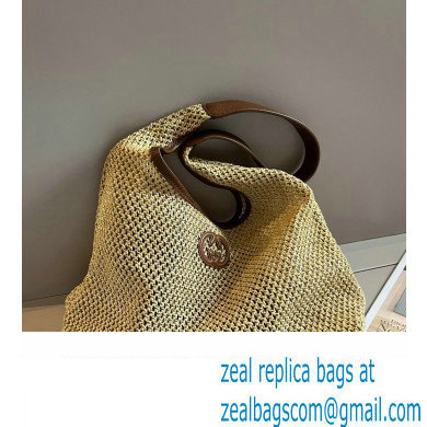 Cheap Sale Gucci Raffia Straw and Leather Tote bag Beige 2024 - Click Image to Close