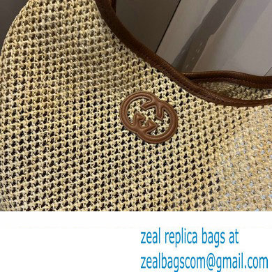 Cheap Sale Gucci Raffia Straw and Leather Tote bag Beige 2024 - Click Image to Close