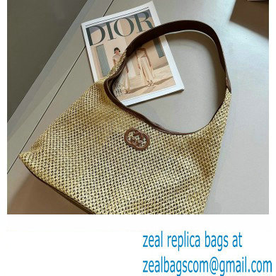 Cheap Sale Gucci Raffia Straw and Leather Tote bag Beige 2024 - Click Image to Close