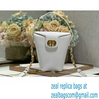 Dior 30 Montaigne Mini Bucket Bag In Calfskin White 2024