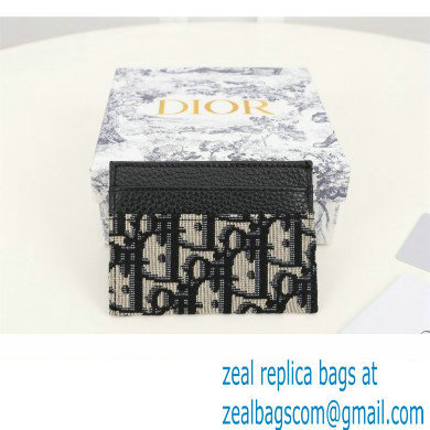 Dior Card Holder in Beige and Black Dior Oblique Jacquard