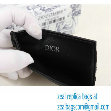 Dior Card Holder in Beige and Black Dior Oblique Jacquard