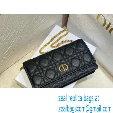 Dior Caro Pouch Bag in Black Soft Cannage Calfskin 2024