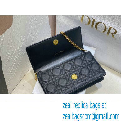 Dior Caro Pouch Bag in Black Soft Cannage Calfskin 2024