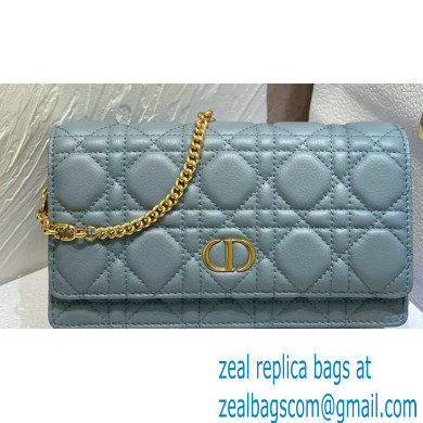 Dior Caro Pouch Bag in Cloud Blue Soft Cannage Calfskin 2024