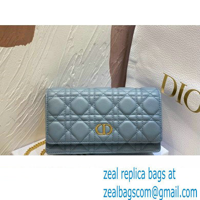 Dior Caro Pouch Bag in Cloud Blue Soft Cannage Calfskin 2024