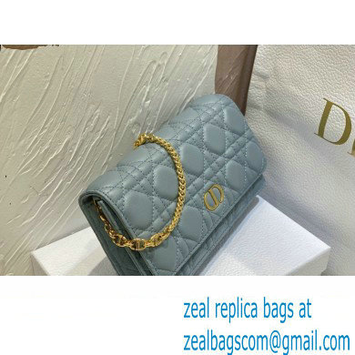 Dior Caro Pouch Bag in Cloud Blue Soft Cannage Calfskin 2024