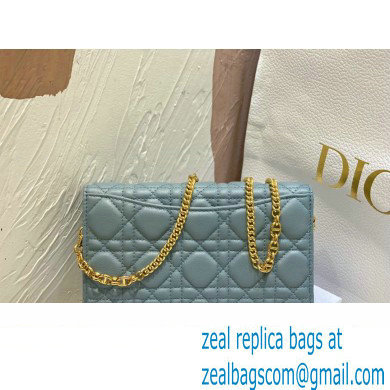 Dior Caro Pouch Bag in Cloud Blue Soft Cannage Calfskin 2024