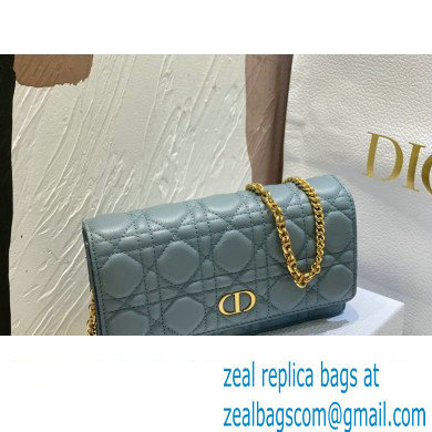 Dior Caro Pouch Bag in Cloud Blue Soft Cannage Calfskin 2024