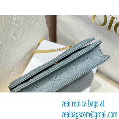 Dior Caro Pouch Bag in Cloud Blue Soft Cannage Calfskin 2024