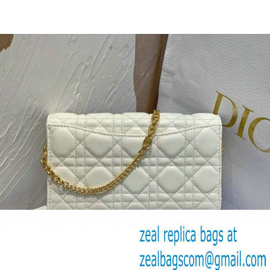 Dior Caro Pouch Bag in White Soft Cannage Calfskin 2024